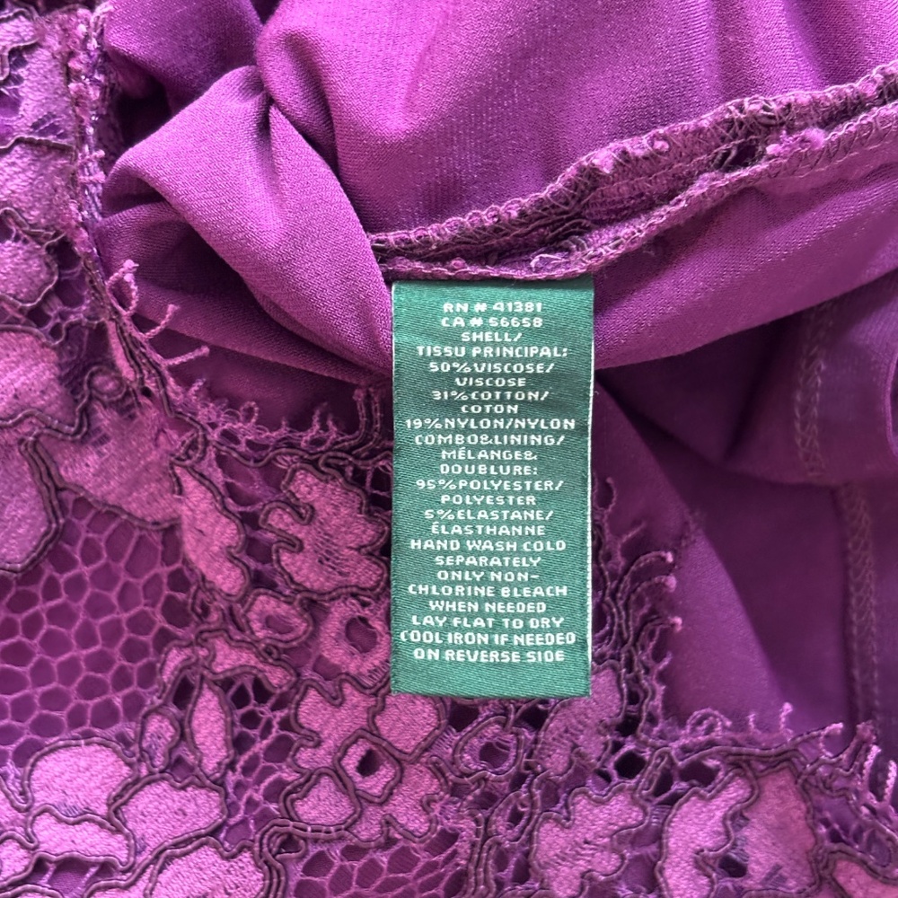 Ralph Lauren Melia Floral Lace Sheath Dress - Plum Purple Size 0P - Picture 10 of 10
